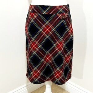 L.L. Bean Red Tartan Plaid Skirt Wool Blend